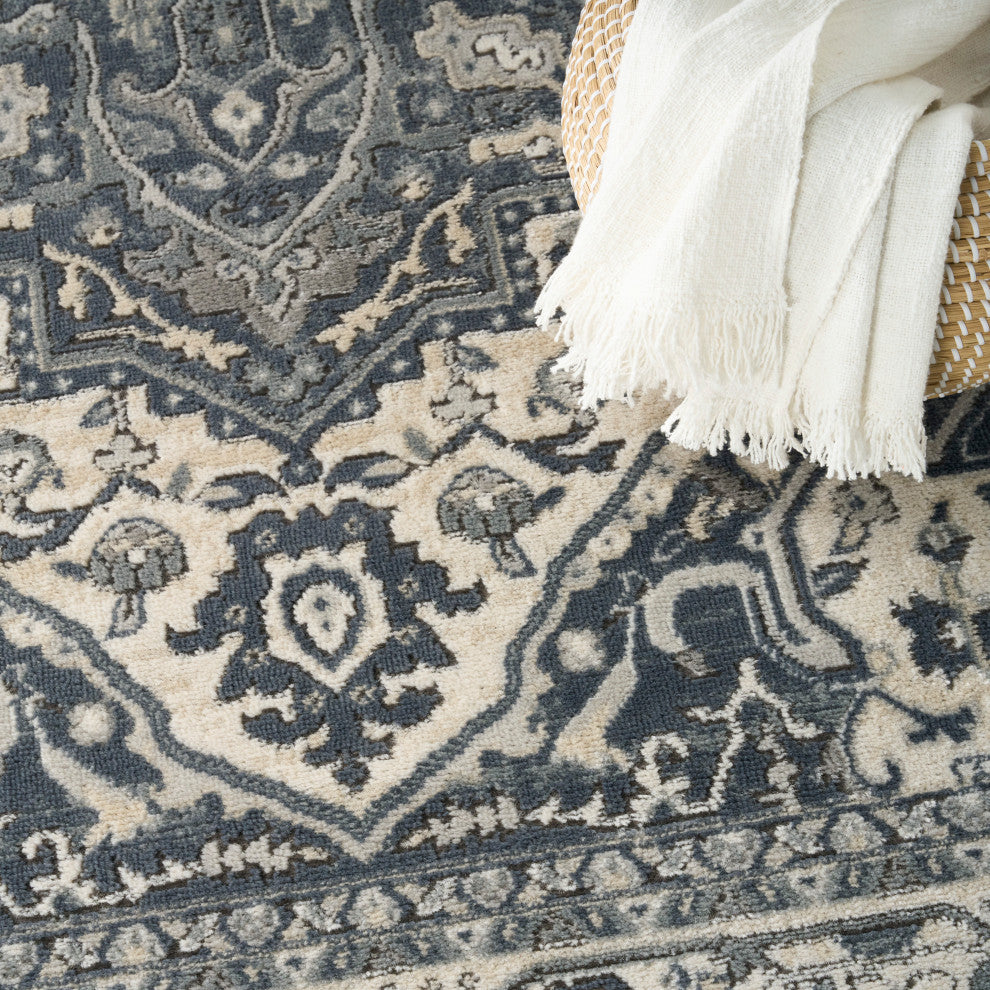 Nourison Quarry 7'10" x 9'10" Navy Ivory Vintage Indoor Rug