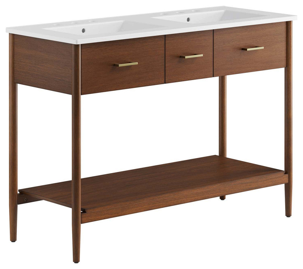 Zaire 48" Double Sink Bathroom Vanity - Walnut White