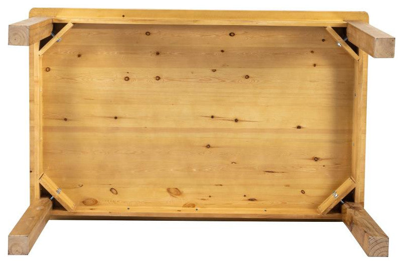 60" x 38" Rectangular Solid Pine Farm Dining Table, Light Natural