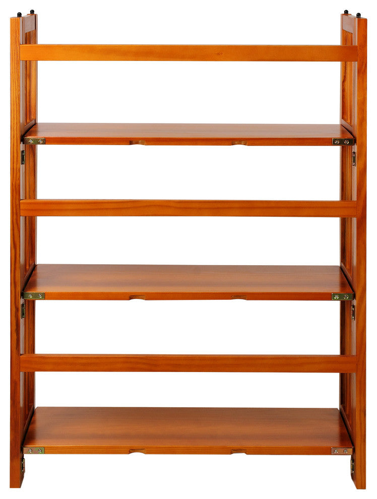 3 Shelf Folding Bookcase, Honey Oak, Large, 3 Shelf