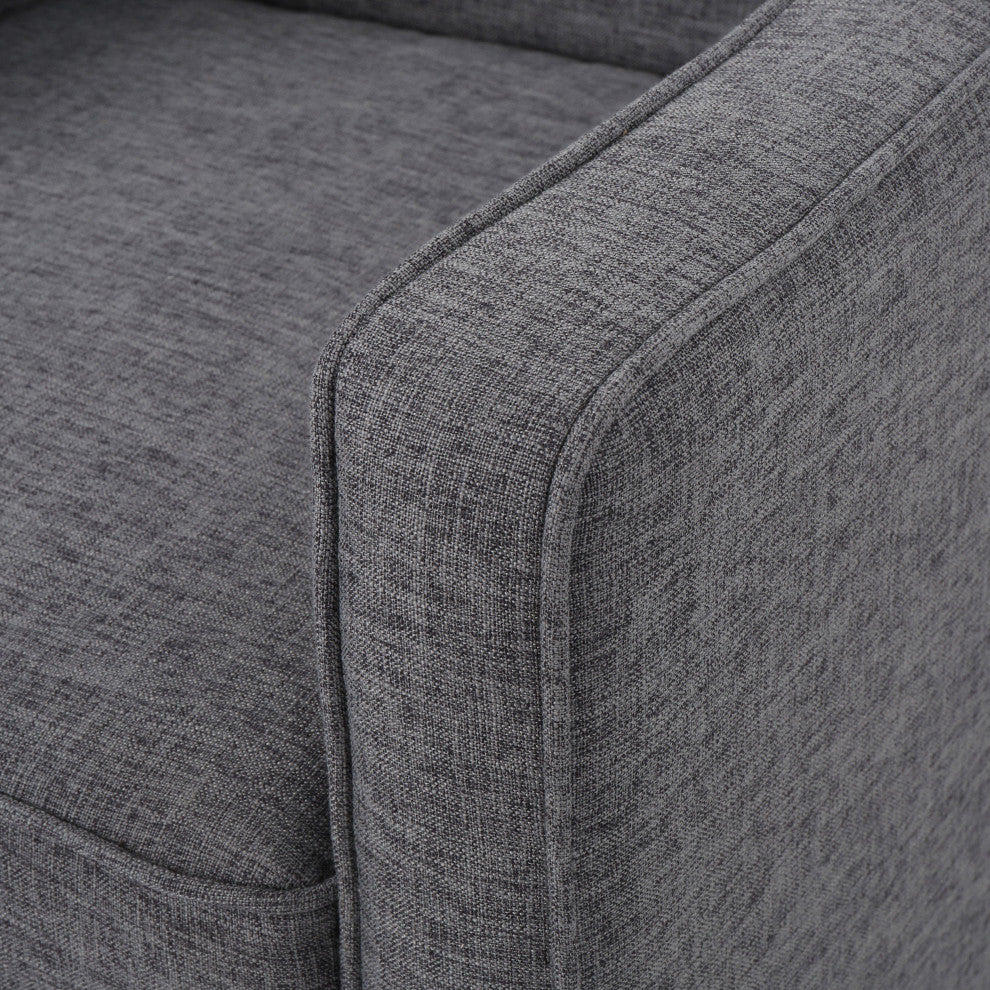 GDF Studio Macedonia Mid-Century Modern Button Tufted Fabric Recliner, Gray Fabric