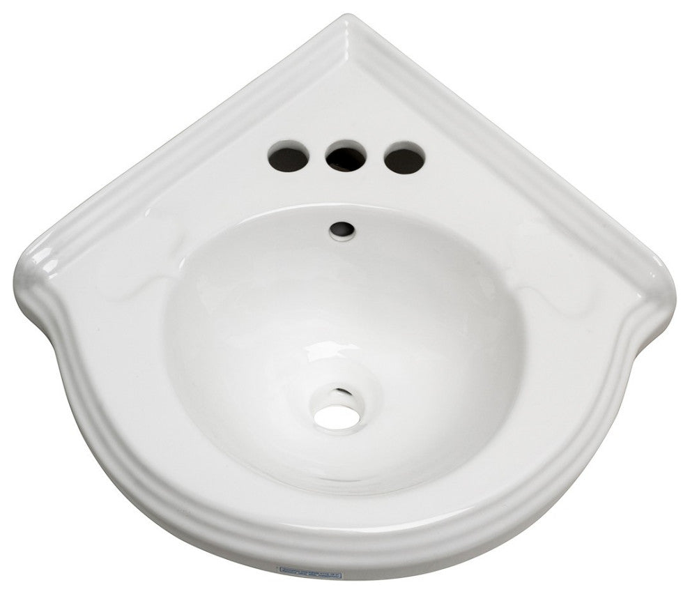 Wall Mount Corner Small Bathroom Sink White Gloss China Portsmouth with Bracket
