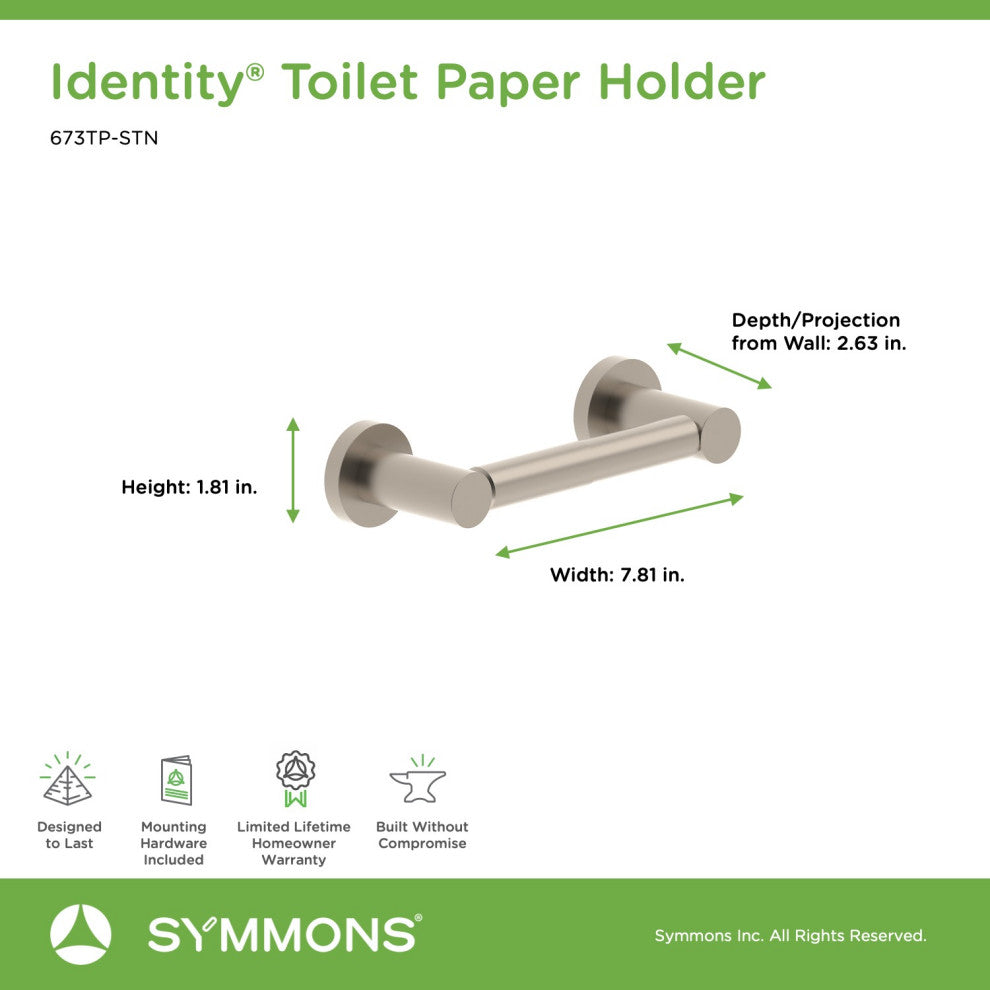 Identity Wall-Mounted Toilet Paper Holder, Satin Nickel