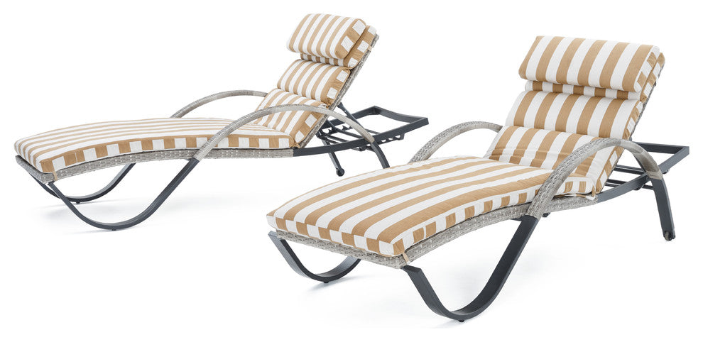 Cannes 2 Piece Aluminum Outdoor Patio Chaise Lounge Chairs, Maxim Beige