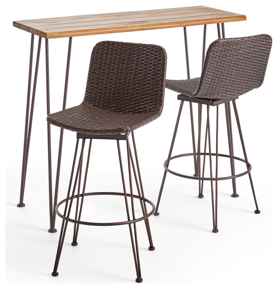 Taylor Outdoor 2 Seater Industrial Acacia Wood and Iron Bar Set