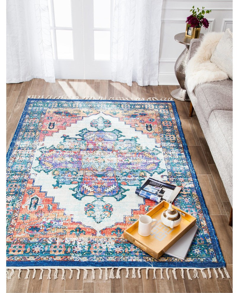 Kuba Distressed Area Rug, 7'6"x9'6"