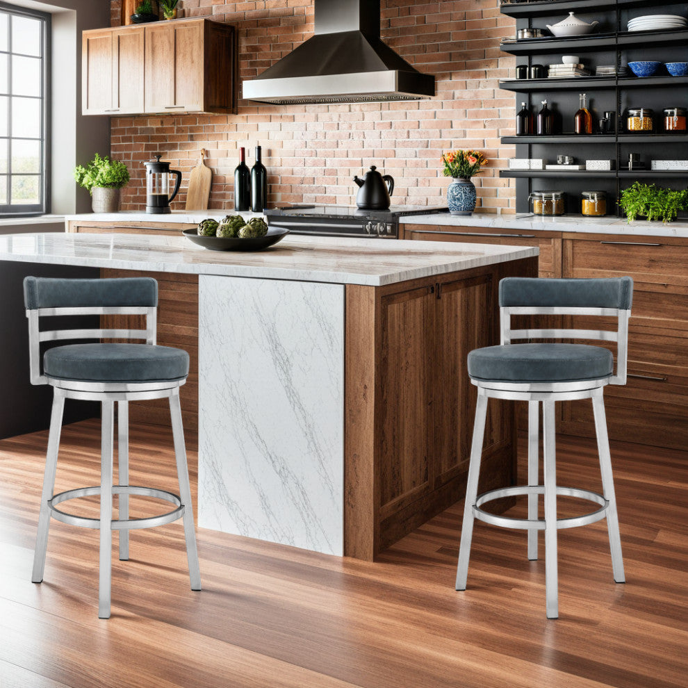 Madrid Swivel Stool, Blue, 26"