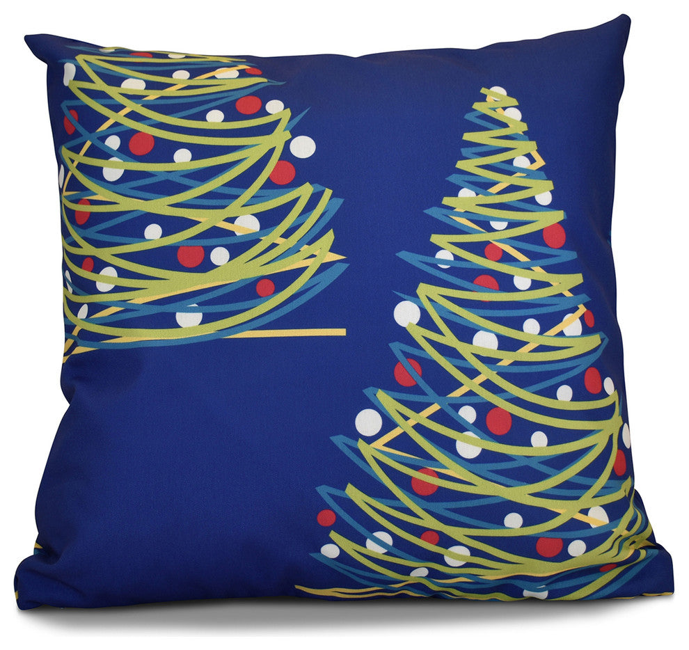 Decorative Holiday Outdoor Pillow Geometric Print, Royal Blue, 20"x20"