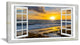 "Open Window To Bright Yellow Sunset" Modern Seascape Wall Art, 40"x20"