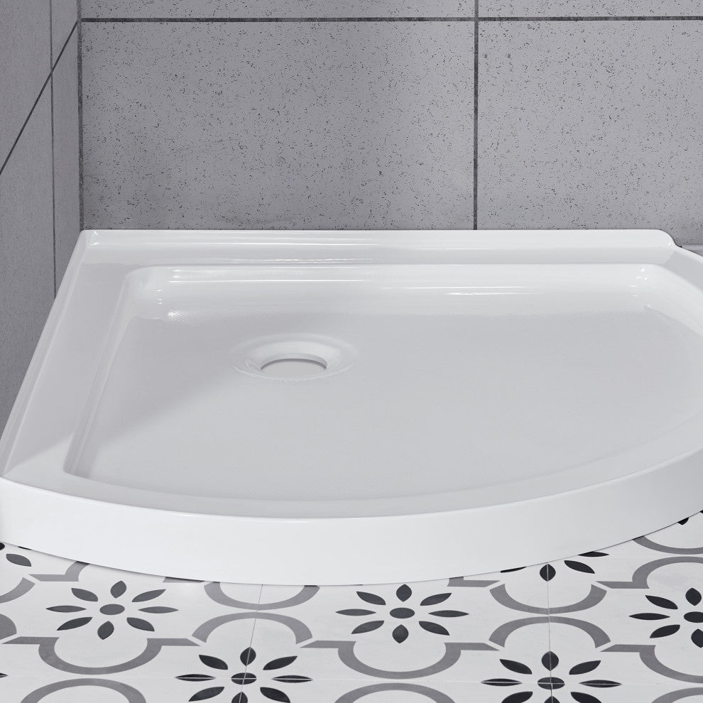 Ove Decors Breeze 34 Shower Kit, Frosted Walls and Base, Polished Chrome