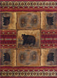 Sierra Bear Novelty Lodge Pattern Red Rectangle Area Rug, 4'x5'