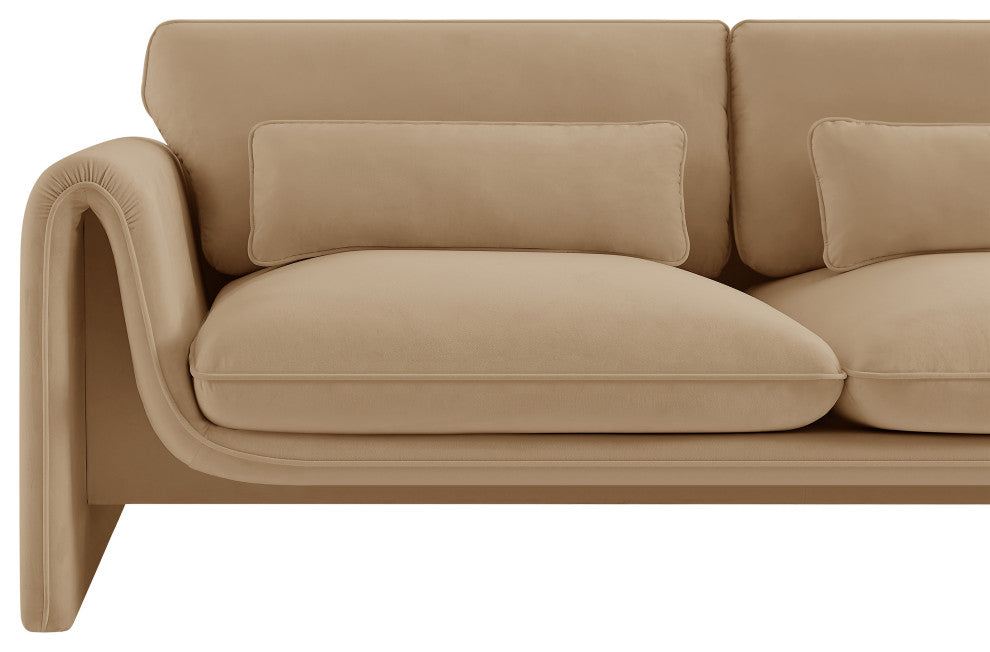 Sloan Camel Velvet Fabric Loveseat