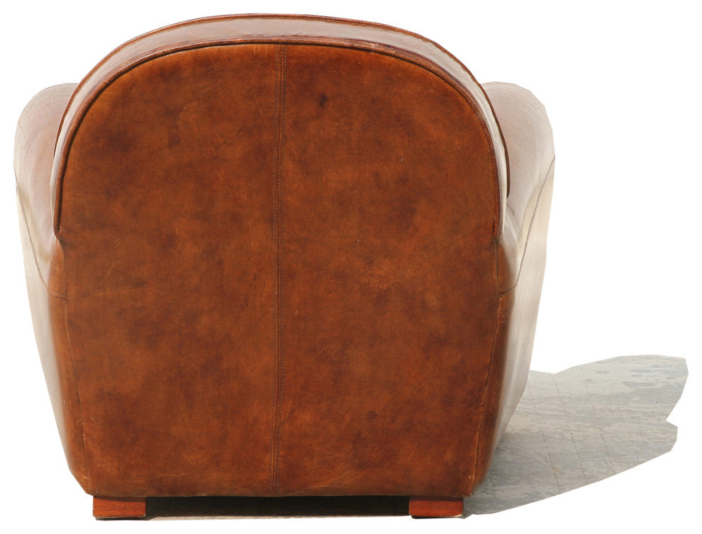 Pasargad Home Genuine Leather Paris Club Chair, Brown