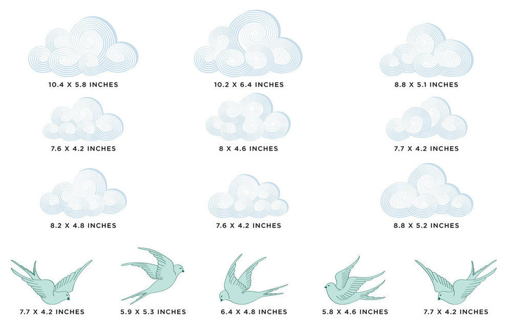 Modern Cloud Wall Decal With Bird