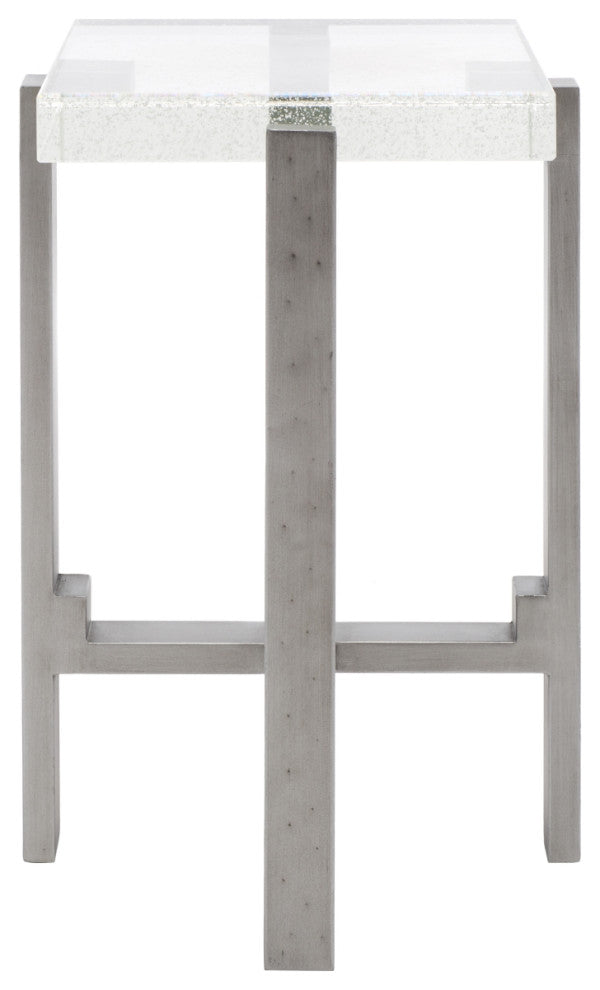 Safavieh Couture Jazlyn Square Bubble Glass Table, Silver/Clear