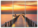 "Yellowish Sky and Long Wooden Bridge" Metal Wall Art, 3 Panels, 36"x28"