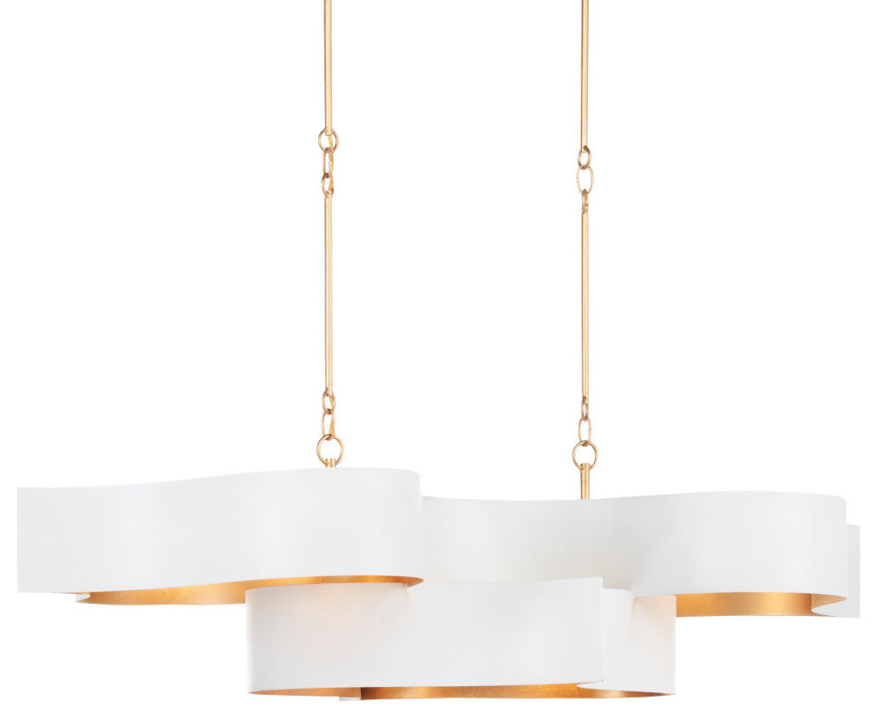 Grand Lotus White Oval Chandelier