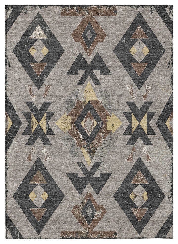 Machine Washable Indoor/Outdoor Chantille ACN1882 Taupe 9' x 12' Rug