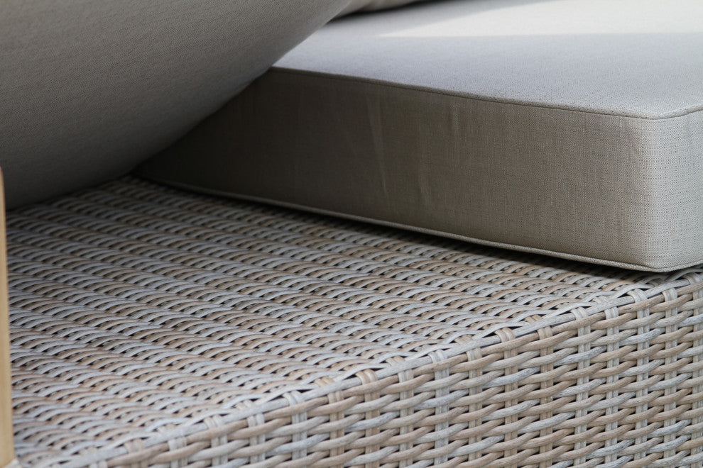 Ash Wicker And Teak Sofa With Sunbrella Fabrics
