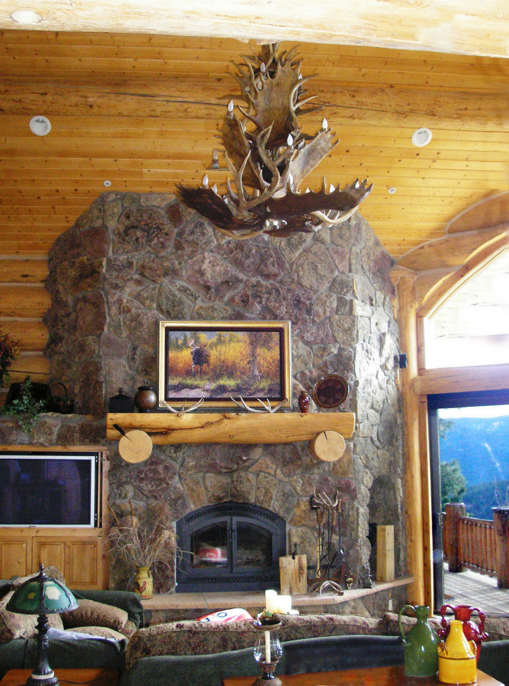 Real Antler Moose, Mule Deer Cascade Chandelier Light