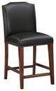 Bristol Stationary Brown Faux Leather Counter Stool with Nail Heads