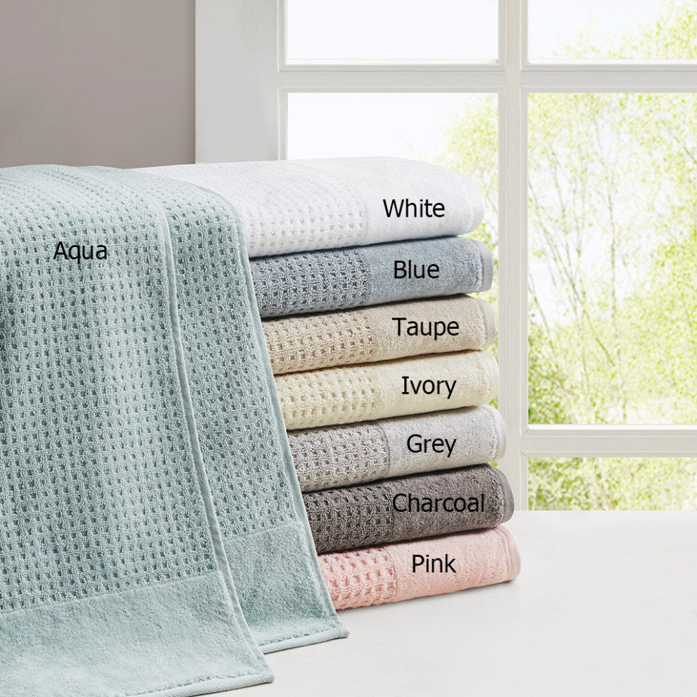 Madison Park Spa Waffle Cotton Waffle Antimicrobial Bath Towel 6 Piece Set