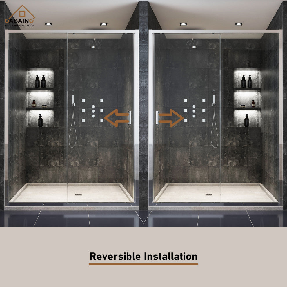 60-in x 72-in Framed Sliding Shower Door, Chromed
