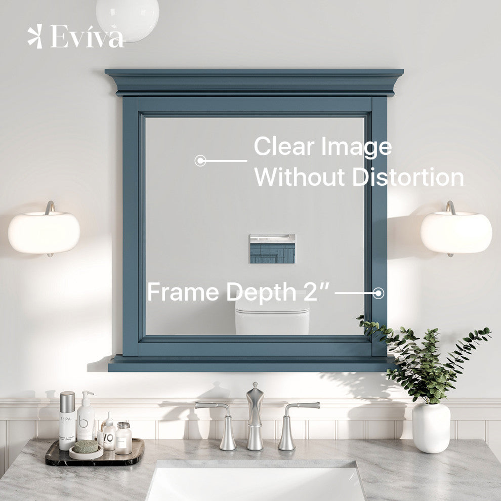 Eviva Britney 24"x30" Rectangular Ash Blue Wooden Framed Mirror