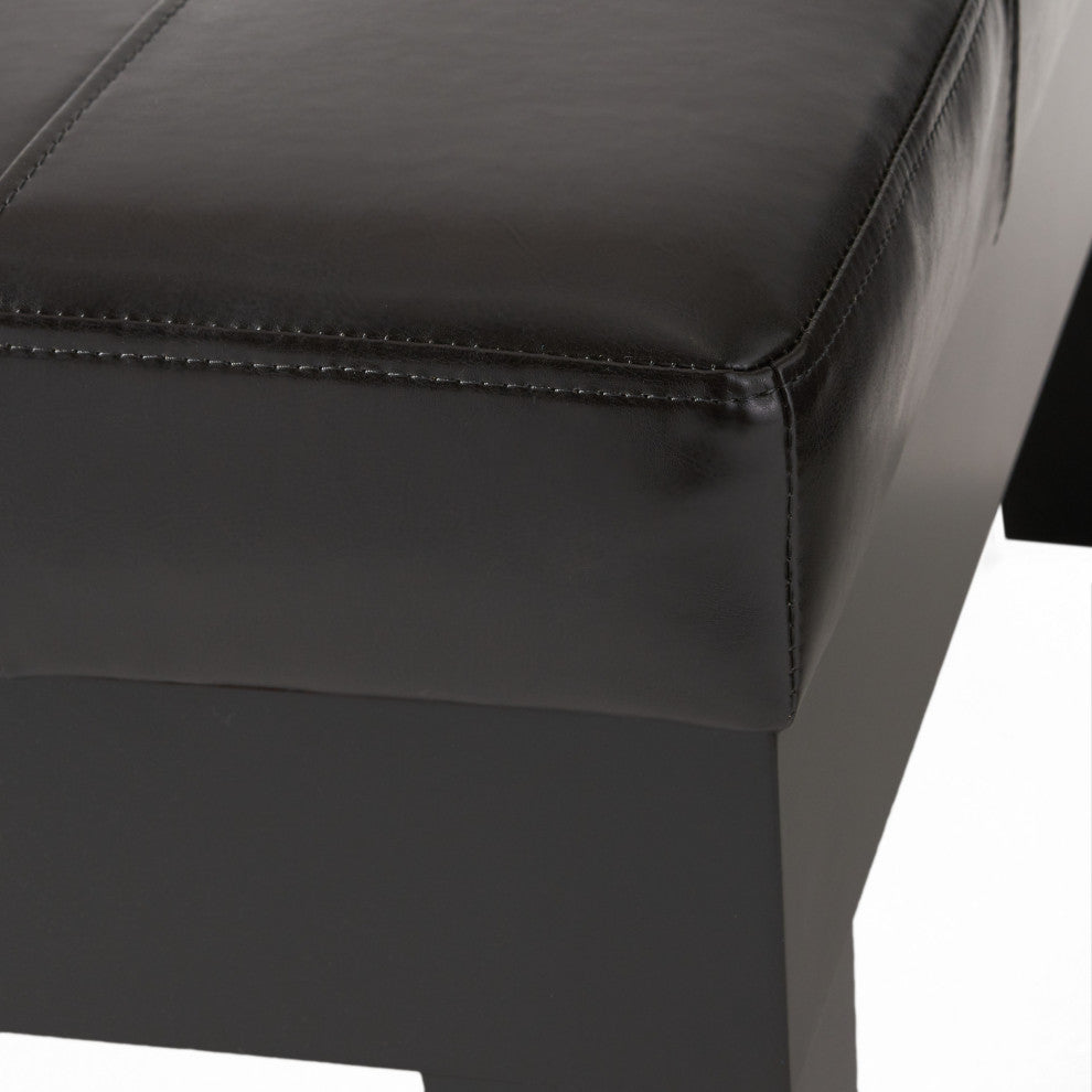 CKH Tucson Leather Storage Ottoman Coffee Table, Brown