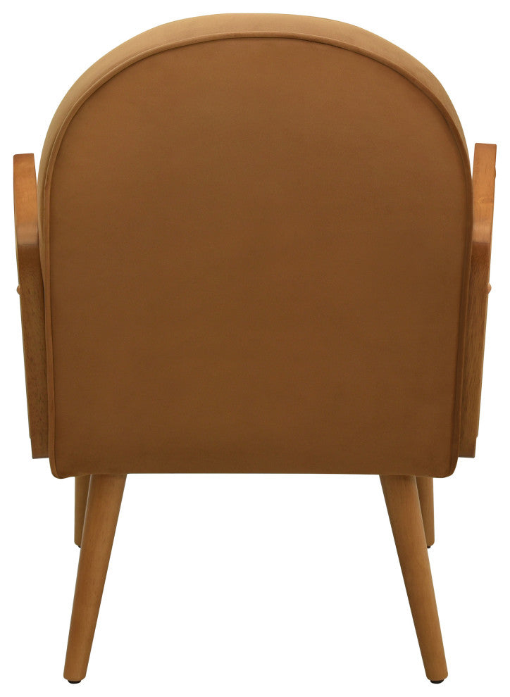 GDF Studio Mid-Century Modern Velvet Rattan Accent Chair, Brown