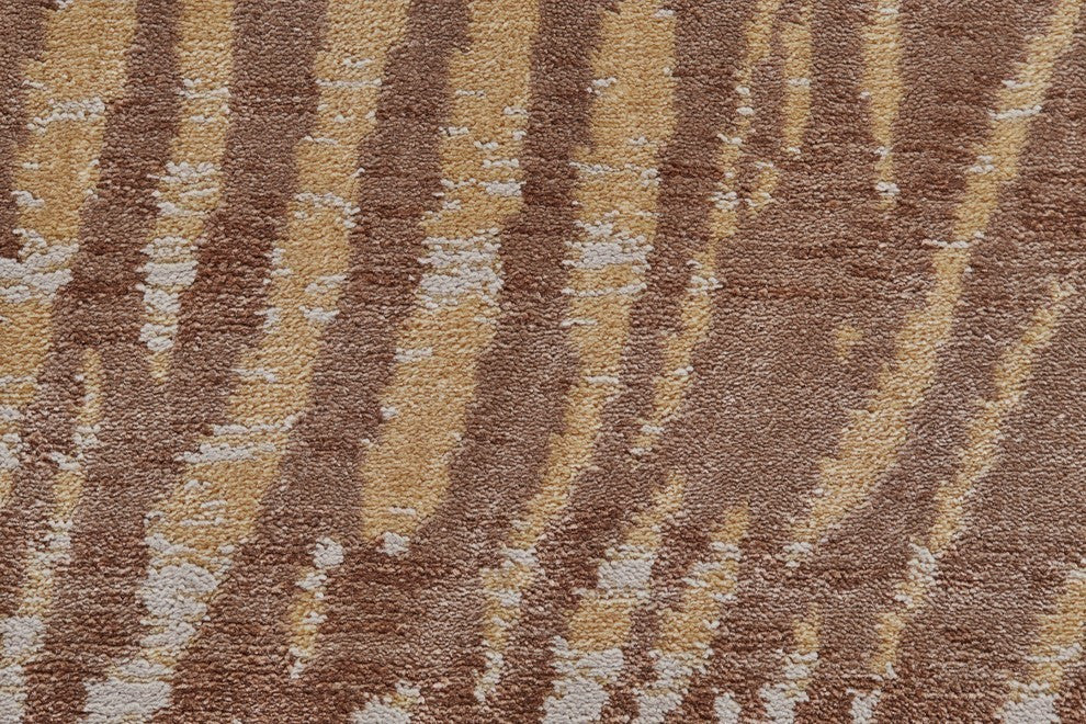 Weave & Wander Herbert Lustrous Zebra Print Rug, Brown/Gold, 10'x13'2"