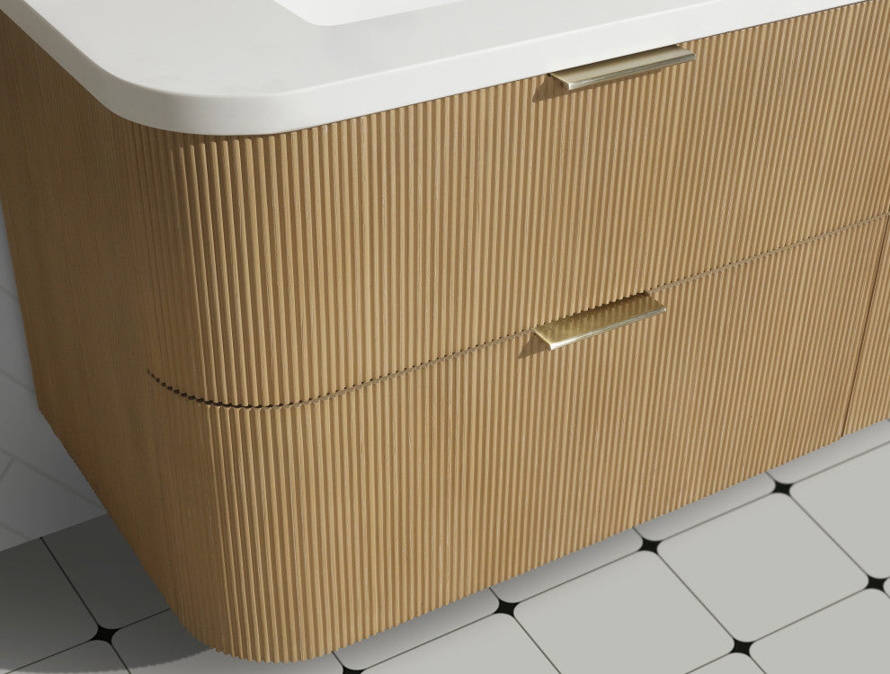 Ari Kitchen and Bath Chantal 60" Floating Bathroom Vanity Oak