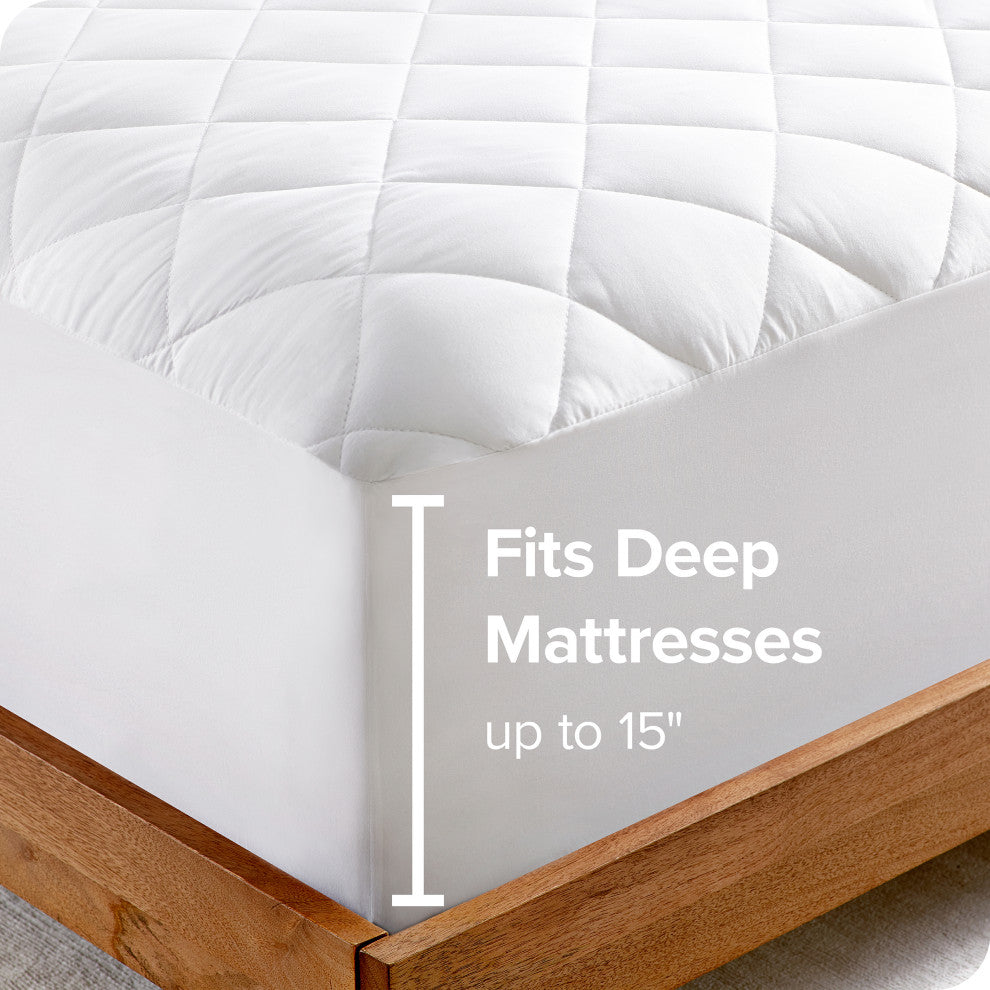 Bare Home Quilted Fitted Mattress Pad, Full