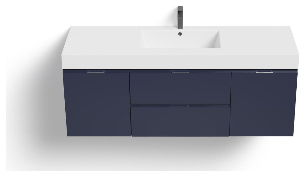 Boutique Bath Vanity, Blue, 60", Single Sink, Freestanding