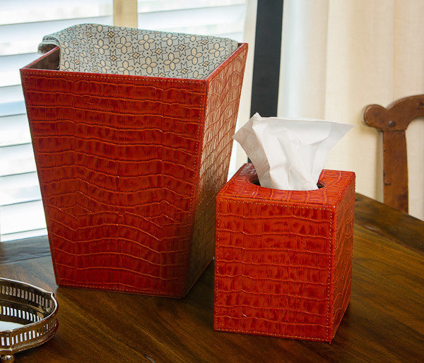 Burnt Croc Waste Basket, Orange
