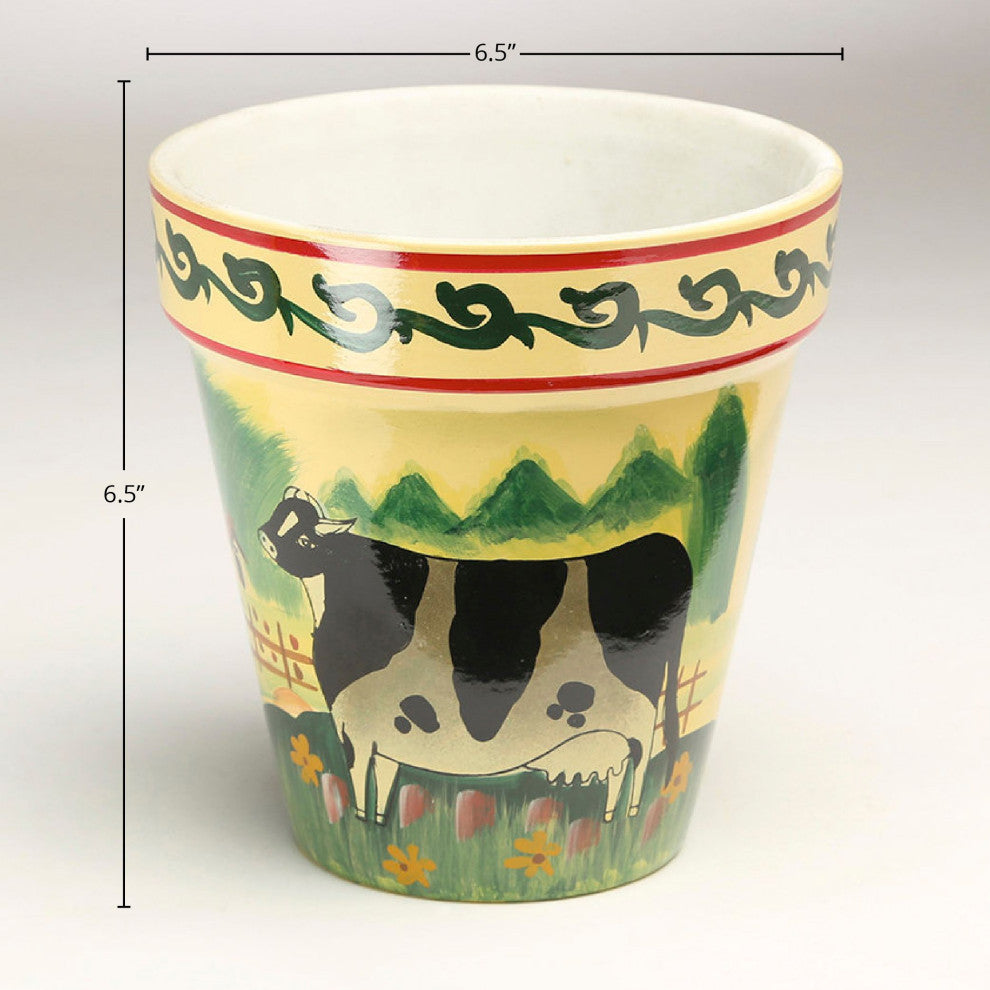 Milena Ceramic Hand Painted Ceramic Pot Planter, Yellow