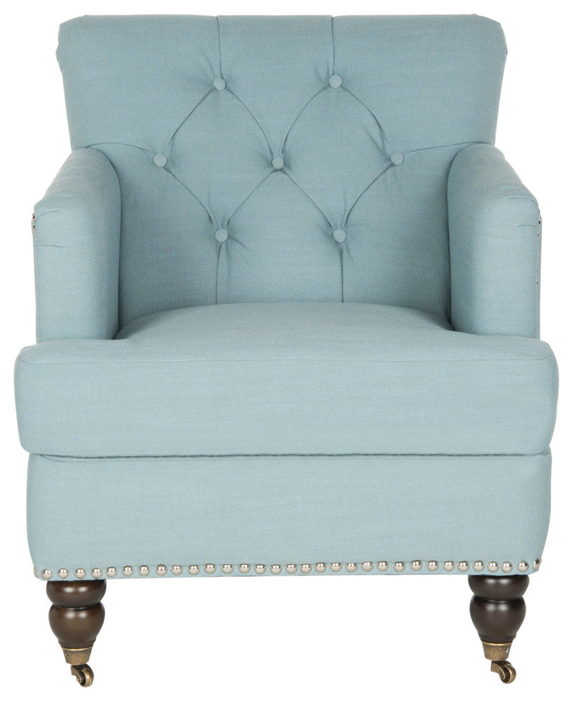 Safavieh Colin Tufted Club Chair, Sky Blue Linen