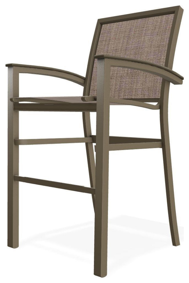 Bazza Sling Bar Height Stackable Outdoor Stool, Augustine Fennel/Beachwood