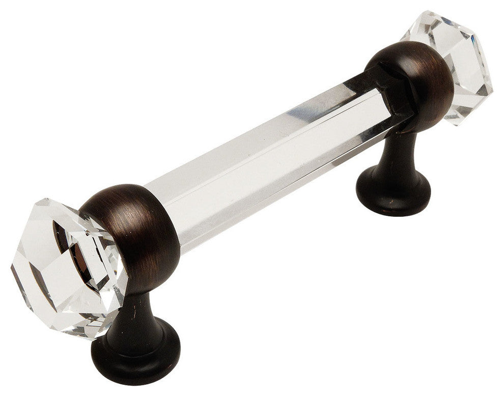 Cosmas 6393ORB-C Oil Rubbed Bronze With Clear Glass Cabinet Cup Pull, Set of 5