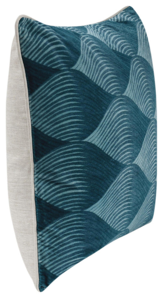 Scala 22" Cotton Velvet Fabric Throw Pillow, Blue