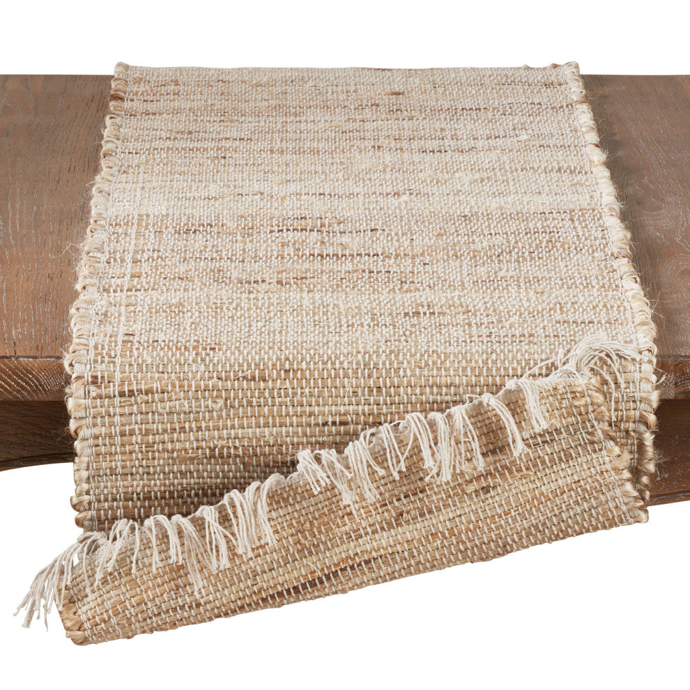 Jute Table Runner With Chindi Design, 16"x90"