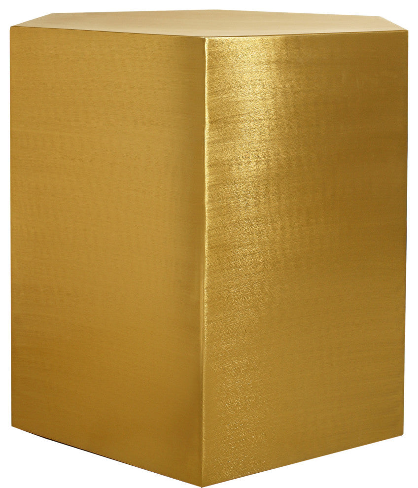 Hexagon Durable Iron End Table, Brushed Gold