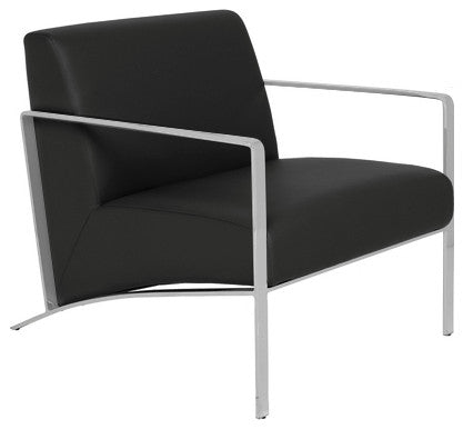 Risa Leather Lounge Chair, Black Leather