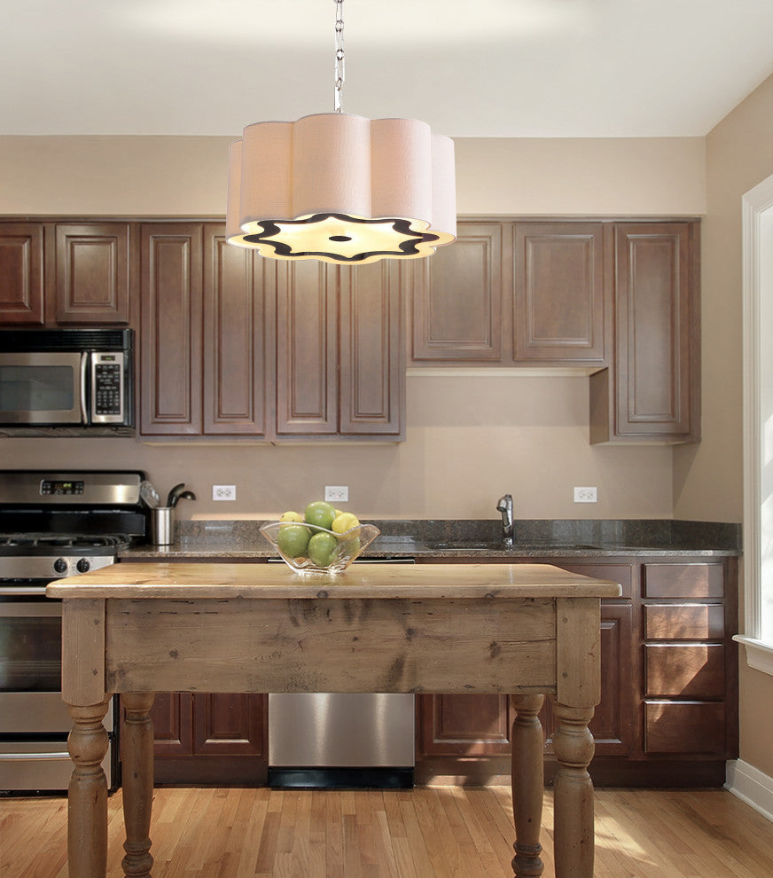 Coquille 4-Light 20" Adjustable Metal LED Pendant, Chrome and White
