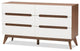 Calypso Mid-Century Modern White and Walnut Wood 6-Drawer Storage Dresser