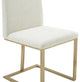 Frankie - Modern Off-White Fabric + Antique Brass Dining Chair