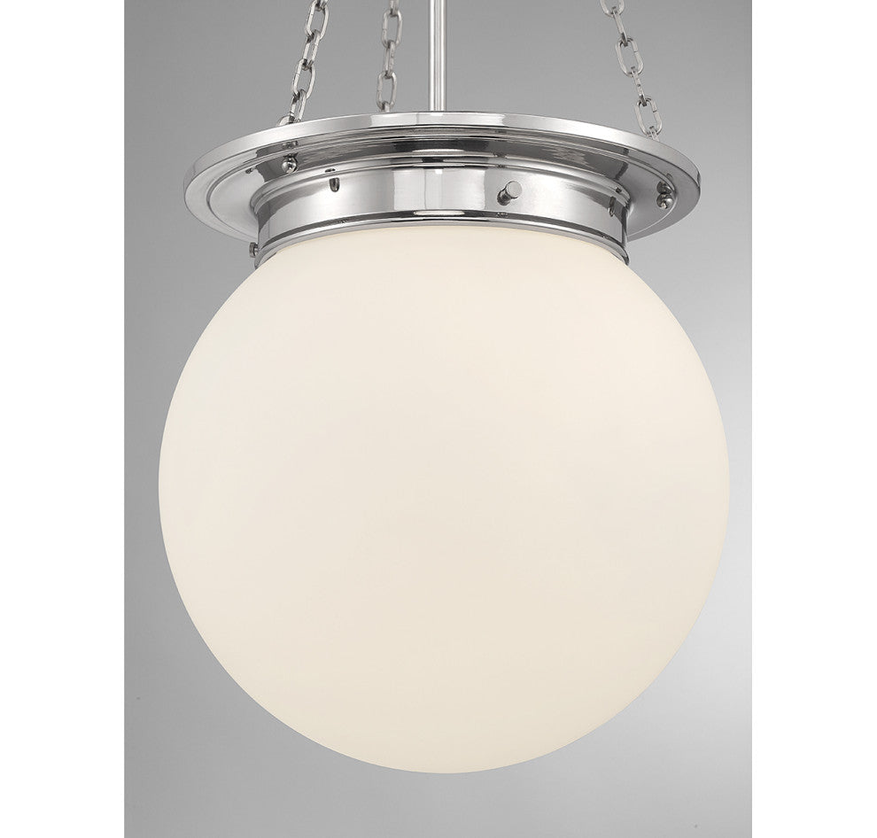 Manor 3-Light Pendant, Matte Black, Polished Nickel