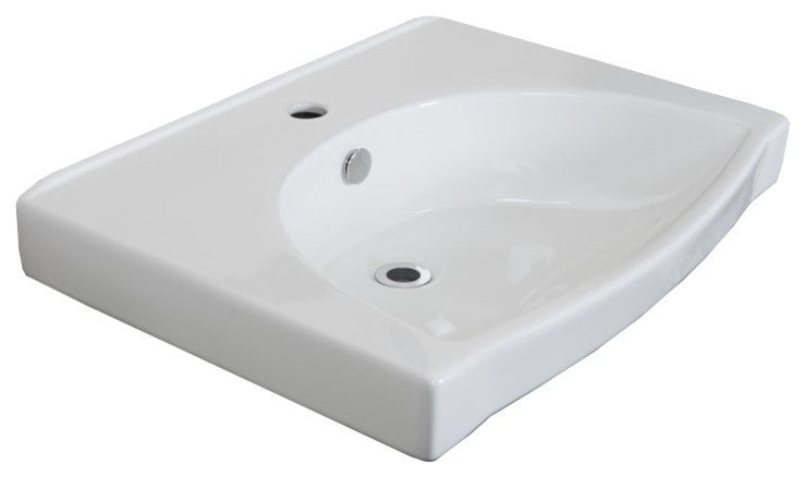 23.8" Single Sink Vanity, Black With Ceramic Top, White