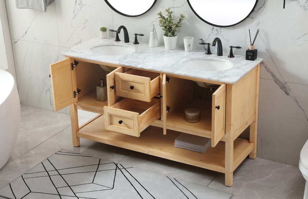 Home Living 22" Transitional Natural Wood-Light Bathroom Vanity