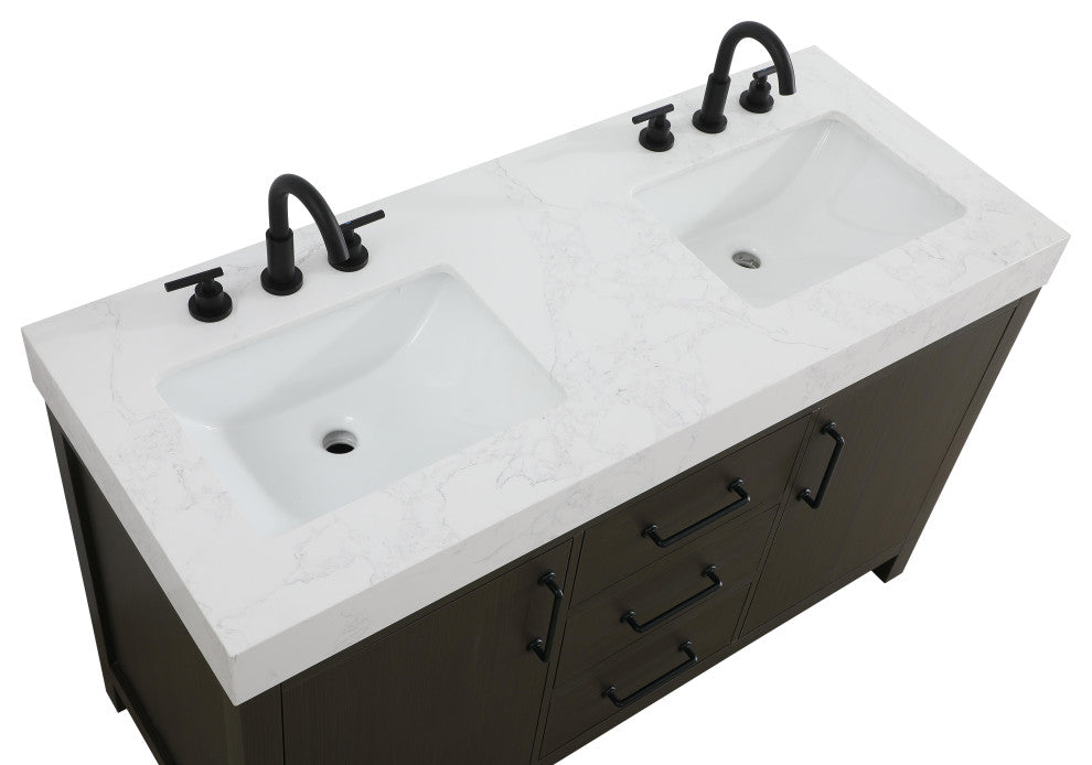 Home Living 54" Double Bathroom Vanity, Mocha Brown